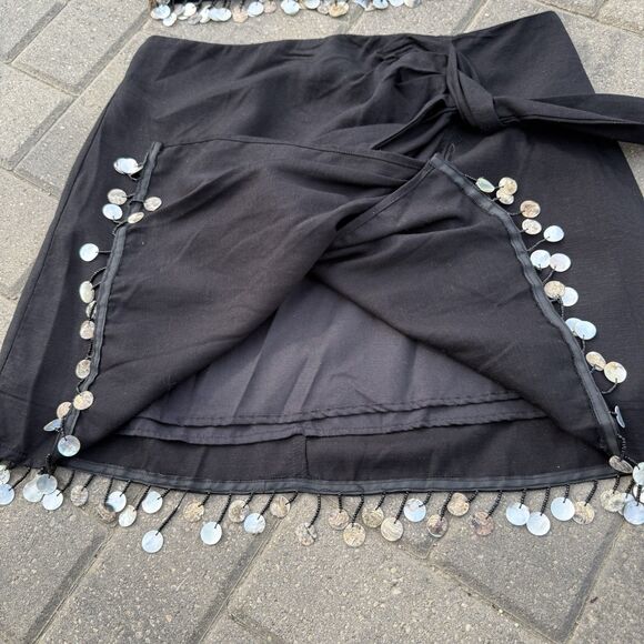 JASON WU Mother Of Pearl Beaded Sea Shell Linen Rayon Crop Top + Skirt SET NWT 6 - Picture 5 of 15